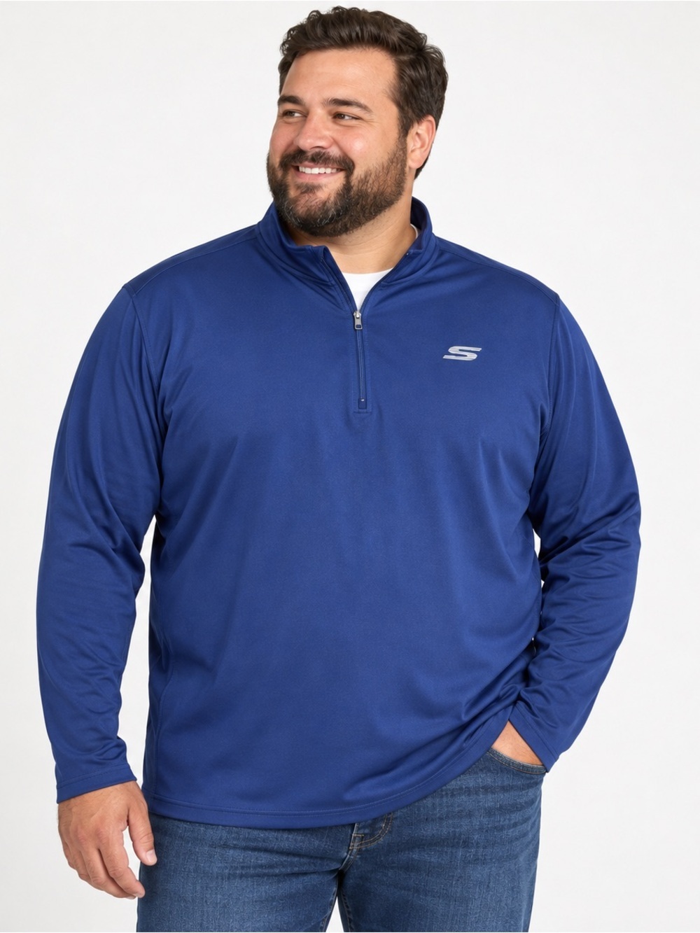 Skechers 1/4 Zip Pullover Mens XXXL Golf GO RUN Blue Long Sleeve Stretch